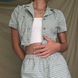 Vintage John Galt Green Plaid Top